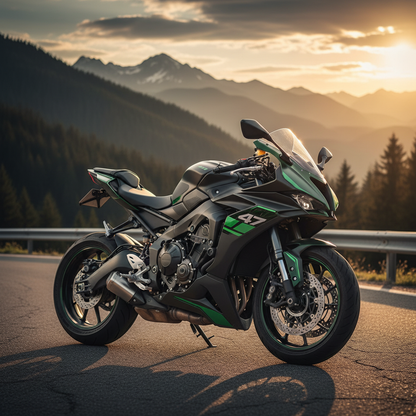 Forest Green Graphics on Sport Motorcycle