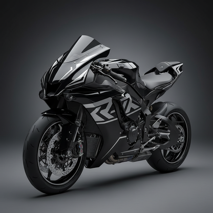 Motorcycle with silver vinyl tank decals