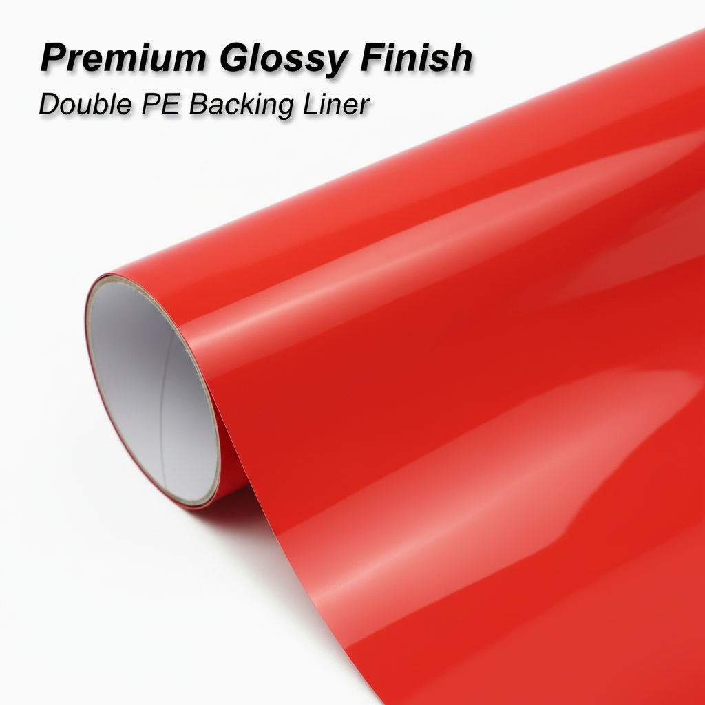 Red vinyl - Premium Glossy Finish with Double PE Backing Liner