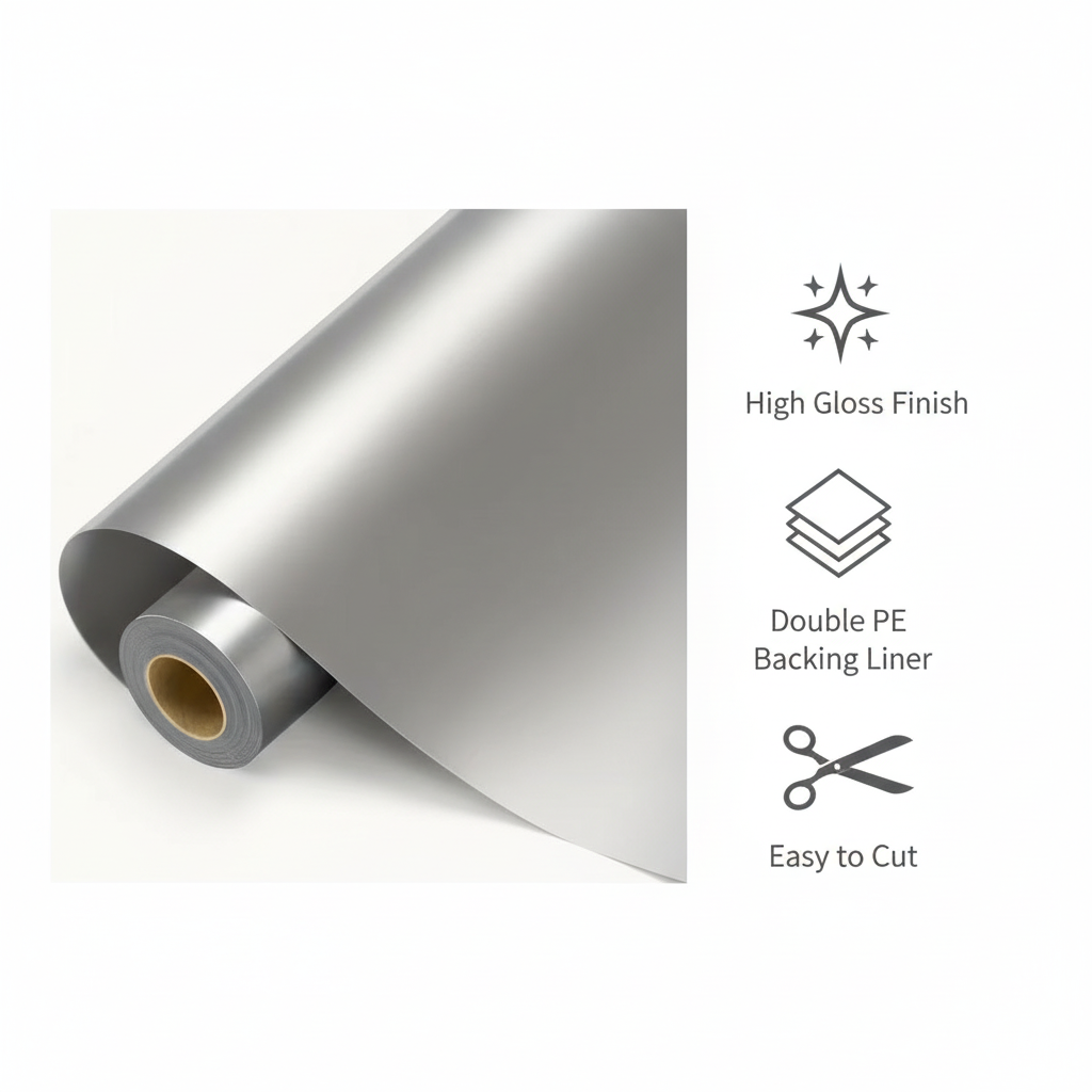 Silver vinyl feature highlights with icons