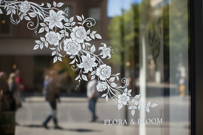 White vinyl floral corner design